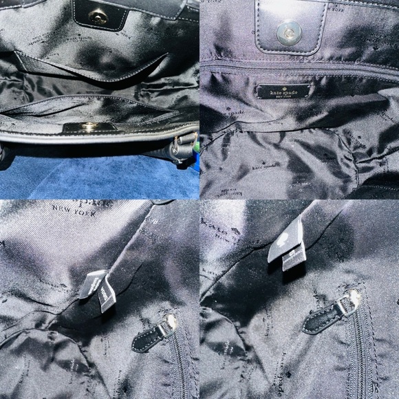 Kate Spade New York Cruise Medium Tote Bag Black & Tan Straw w/ Leather Trim - Picture 10 of 13